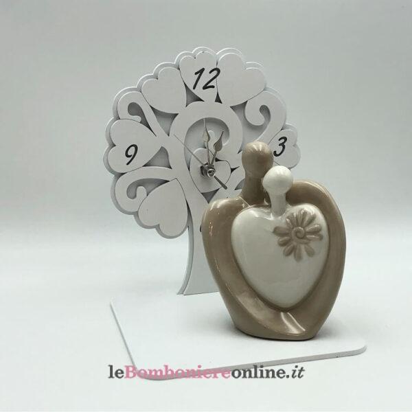 Orologio in legno con coppia in porcellana Mariella Martini