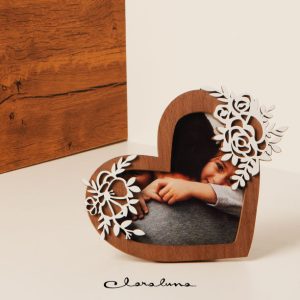 Portafoto cuore in legno Claraluna