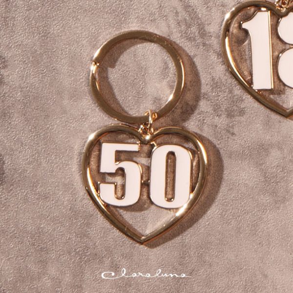 Portachiavi cuore con numero 50 silver Claraluna
