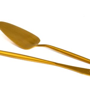 Set palatorta e coltello in acciaio finitura oro Cuorematto D6728