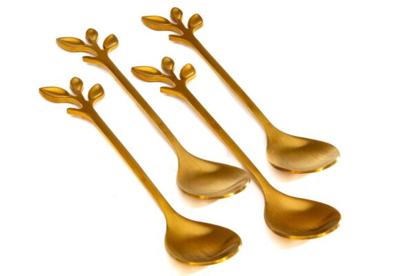 Set 4 cucchiaini in acciaio finitura oro Cuorematto D6731
