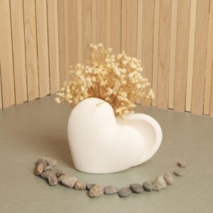 Vaso porcellana a forma di cuore + fiori Claraluna 24004