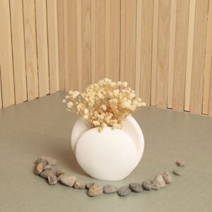 Vaso porcellana tondo + fiori Claraluna 24005